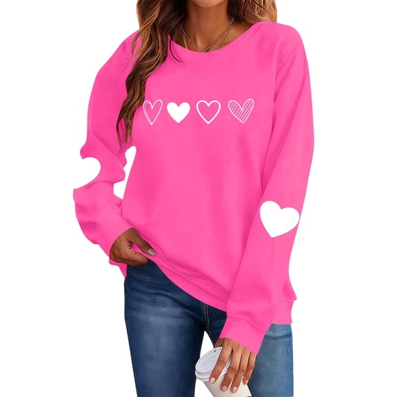 Dgankt Women's Clothing Women's Valentine's Day Graphic Crewneck Sweatshirts Casual Loose Long Sleeve Pullover Tops XS-XL