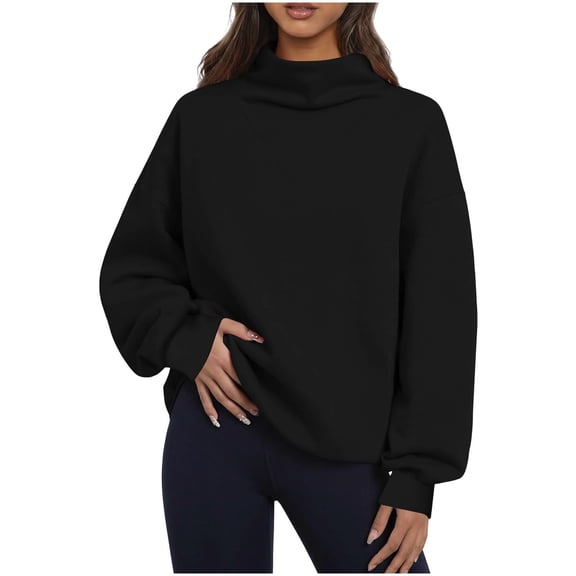 Dgankt Women's Cowl Neck Oversized Pullover Sweatshirt Long Sleeve Casual Fall Winter Tops