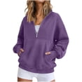 thumbnail image 1 of Dgankt Women's Half Zip Hooded Pullover Sweatshirt Long Sleeve Drop Shoulder with Side Pockets, 1 of 7