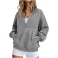 thumbnail image 1 of Dgankt Women's Half Zip Hooded Pullover Sweatshirt Long Sleeve Drop Shoulder with Side Pockets, 1 of 7