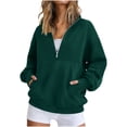 thumbnail image 1 of Dgankt Women's Half Zip Hooded Pullover Sweatshirt Long Sleeve Drop Shoulder with Side Pockets, 1 of 7