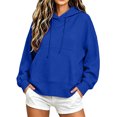 thumbnail image 1 of Dgankt Women's Oversized Cropped Hooded Pullover Sweatshirt Long Sleeve Drop Shoulder with Kangaroo Pocket, 1 of 9