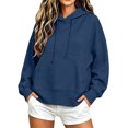 thumbnail image 1 of Dgankt Women's Oversized Cropped Hooded Pullover Sweatshirt Long Sleeve Drop Shoulder with Kangaroo Pocket, 1 of 9