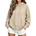 thumbnail image 1 of Dgankt Women's Oversized Cropped Hooded Pullover Sweatshirt Long Sleeve Drop Shoulder with Kangaroo Pocket, 1 of 9