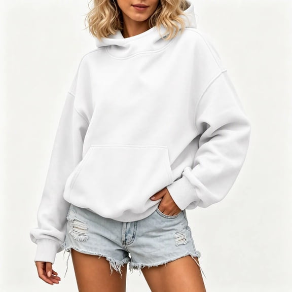 Dgankt Women's Oversized Pullover Hoodie Long Sleeve Drop Shoulder with Kangaroo Pocket