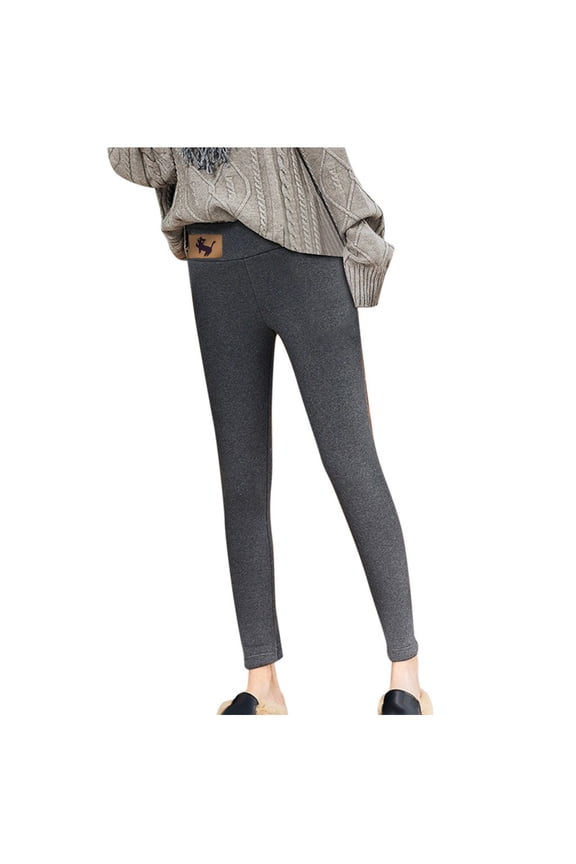 Women's Pants Solid Color Thick Lamb Wool Fleece Lined Leggings Warm Long Pants,Sizes S-2XL