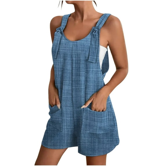 Dgankt Women’s Romper Short Jumpsuit Women's Loose Sleeveless Printed Overalls Summer Casual Strap Loose Short Jumpsuit Rompers With Pocket Summer Jumpsuit