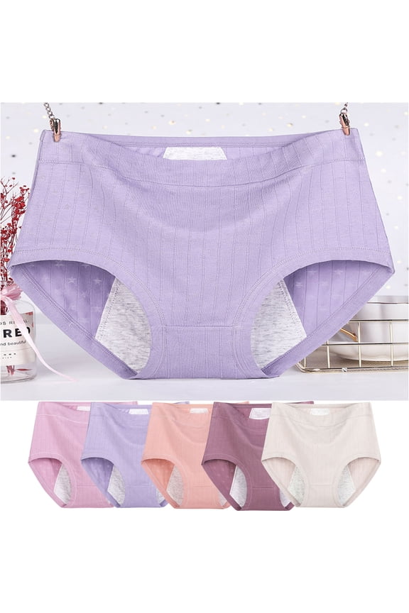 Women's Underwear Women's High-Waisted Leakproof Ribbed Cotton Briefs - Soft Stretchy Postpartum Underwear for Post-Delivery Recovery, Maternity Comfort & Gentle Support XL-6XL