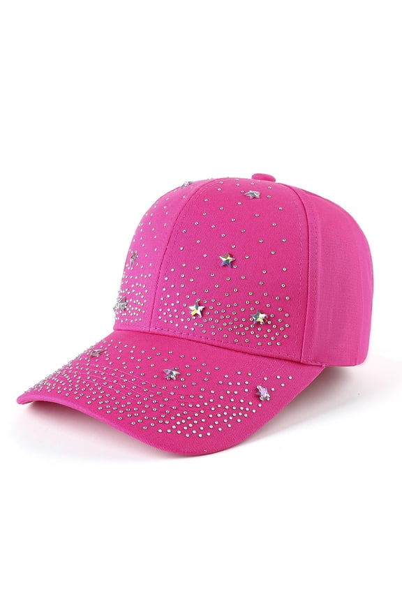 Womens Baseball Caps Women's Solid Rhinestone Star Embellished Baseball Caps - Cotton Dad Hats for Night Outs, Music Festivals, Concert Nights & Casual Outings M