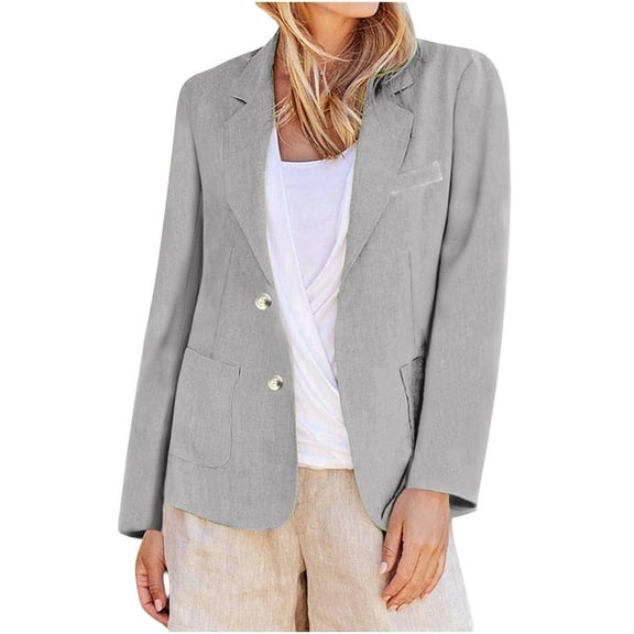 Dgankt Womens Business Casual Clothing Women's Soild Color Casual Long Sleeve Lapel Button Slim Work Office Blazer Jacket