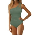thumbnail image 1 of Dgankt Womens One Piece Swimsuits Lace One Shoulder Swimsuit Cutout Ruched Body Bathing Suit,Sizes S-XL, 1 of 5