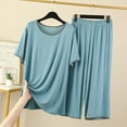 thumbnail image 1 of Dgankt Womens Pajamas Thin Pajamas Loose Casual Ice Silk Short Sleeved Capris Home Clothing Set,Size L-2XL, 1 of 3
