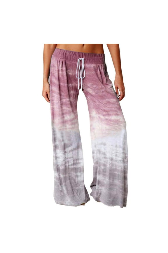 Womens Pants Casual Loose Gradient Tie-dye Printed Yoga Sport Long Pnats Wide Leg Pants,Sizes S-4XL