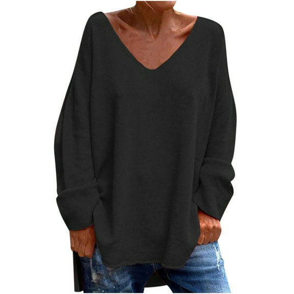 Dgankt Womens Shirts Casual Long Sleeve V Neck Printed Blouse Fashion T-Shirt,Size S-2XL