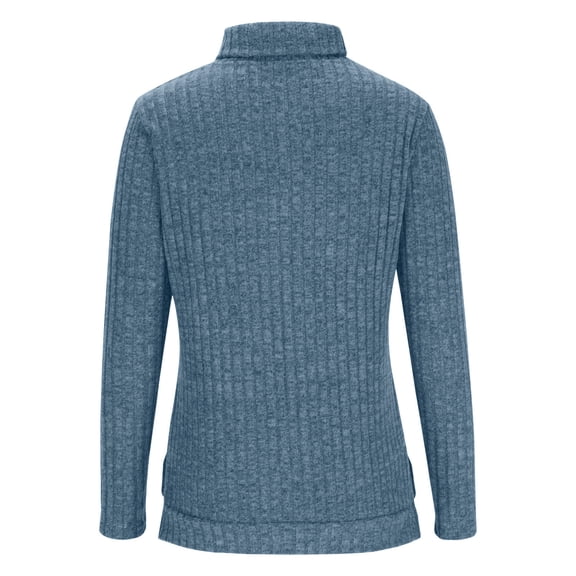 Dgankt Womens Tops Casual Solid Pullover Round-Neck Turtleneck Long Sleeve Shirts Loose Blouses,Sizes S-2XL