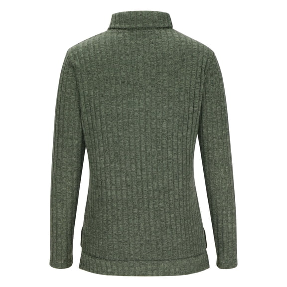 Dgankt Womens Tops Casual Solid Pullover Round-Neck Turtleneck Long Sleeve Shirts Loose Blouses,Sizes S-2XL