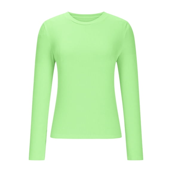 Dgankt Womens Tops Women's Long Sleeve Stretch Blouses Fitted Shirts with Ribbed Knit Work Casual Office Basic Tops