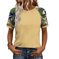 thumbnail image 1 of Dgankt Womens Tops Women's Tropical Leaf Print Raglan Shirt - Casual Short Sleeve Crewneck Summer Top with Contrast Botanical Sleeves for Vacation, Weekend Errands & Everyday Boho Style S-2XL, 1 of 8