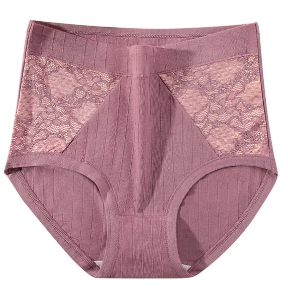 Dgankt Womens Underwear Solid Lace Plus Size High Waist Leak Proof Cotton Crotch Shorts Underwear Panties,Size XL-6XL