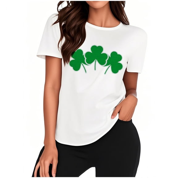Dgankt Womens Tops St. Patrick's Day Printed Crewneck Shirts Short Sleeve Casual Tees Tops,Sizes S-3XL