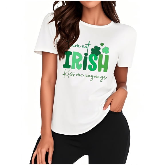 Dgankt Womens Tops St. Patrick's Day Printed Crewneck Shirts Short Sleeve Casual Tees Tops,Sizes S-3XL