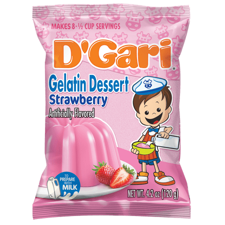 D'Gari Milk Gelatin Strawberry Dessert Mix 4.2 oz Box