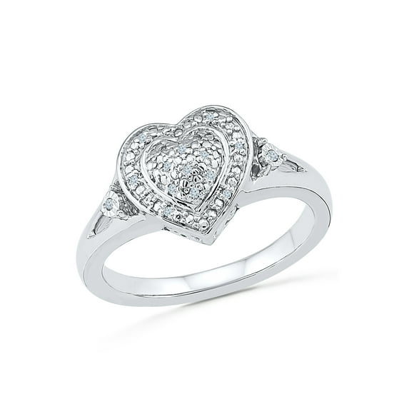 Dgold Sterling Silver 0.03 Cttw White Diamond Heart Ring For Women