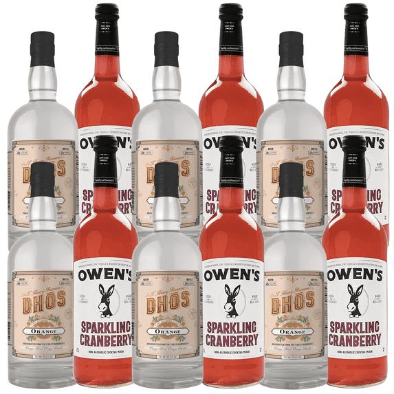 Dhōs Handcrafted Non-Alcoholic Orange 6 Pack w 6 Pack Owen’s Mixers Sparkling Cranberry - Keto-Friendly, Zero Sugar, Zero Calories, Zero Proof - 750 ML - Perfect for Mocktails - A