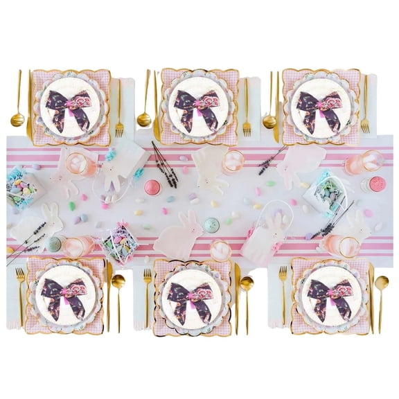 Dhaka International Simple Deep Purple Cotton Napkins Set of 6 Soft Reusable Butterfly Print Table Napkins for Easter, Spring Parties, Baby Showers & Everyday Dining Decor