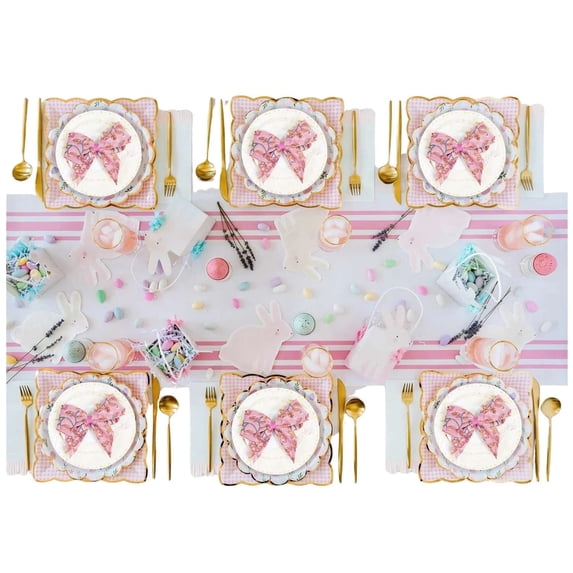 Dhaka International Simple Rose Pink Cotton Napkins Set of 6 – Soft Reusable Butterfly Print Table Napkins for Easter, Spring Parties, Baby Showers & Everyday Dining Decor
