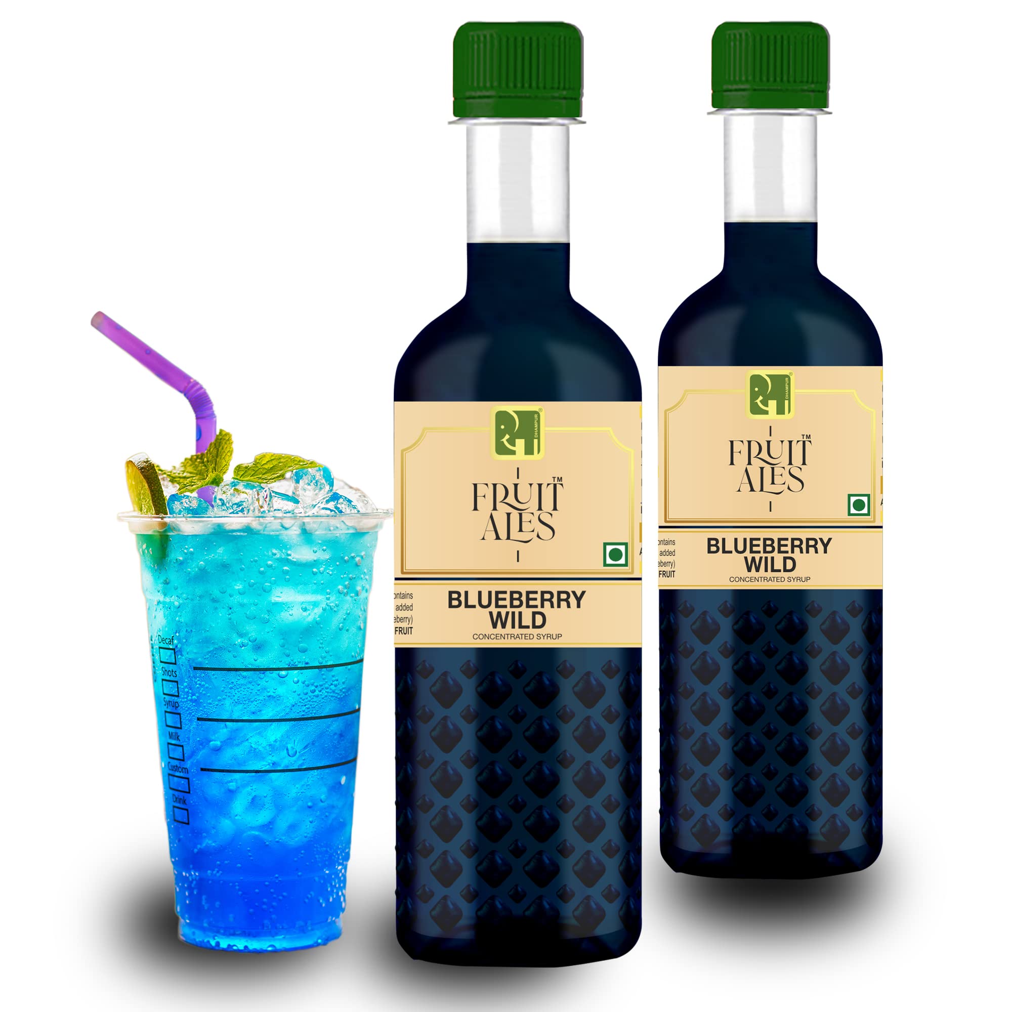 Dhampure Speciality Blueberry Fruit Mocktail Syrup, 600Ml (2 X 300Ml