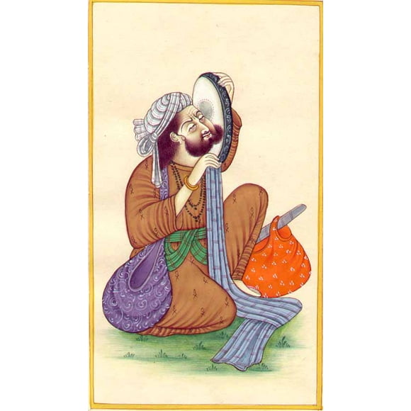 Dhapli player - Miniature Painting On Paper
