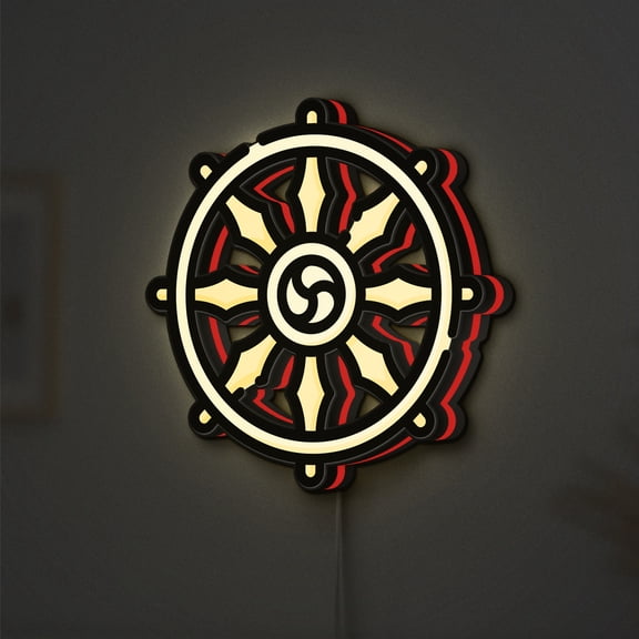 Dharma LED Lightbox - Spiritual Chakra Dharma Wheel Decor, Custom Led Sign for Home Office Shop Decor (Width 12 inch, 30cm)