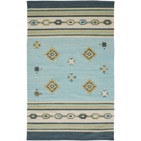 Dharma Transitional Southwestern, Blue/Green/Tan, 8' x 10' Area Rug