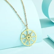 Dharma Wheel Buddhism Necklace Charm Pendant Yoga Chain Christmas Day Gift Necklace