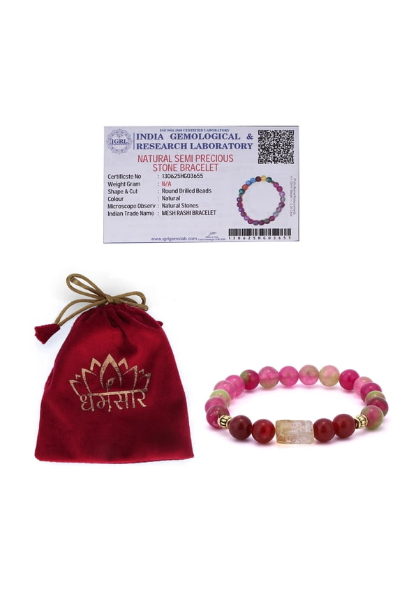 Aries Zodiac Bracelet with Red Beads | Mesh Astrology Bracelet for Courage, Passion & Energy | Unisex Healing Crystal Jewelry | Spiritual Meditation Accessory | Free Size