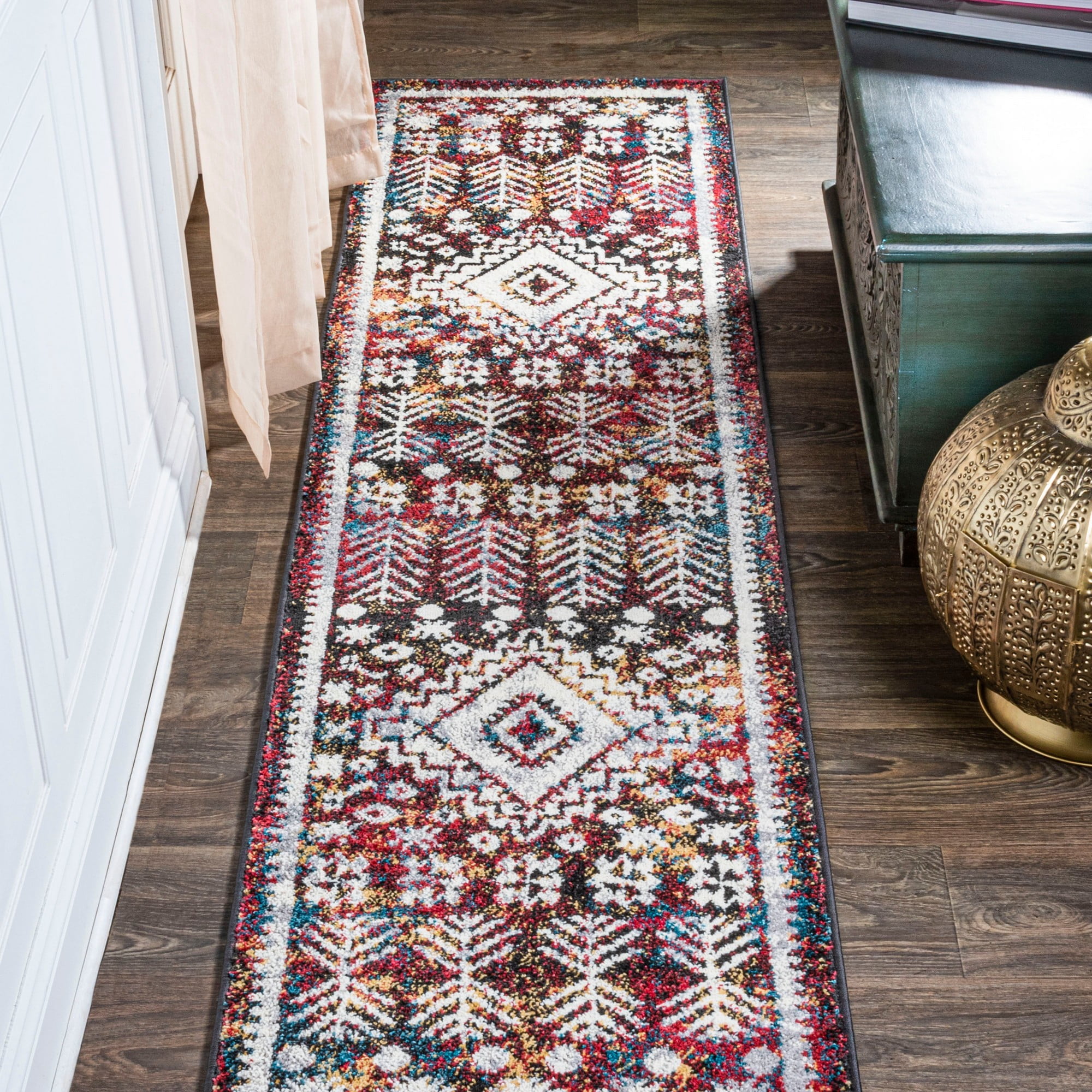 Dhiya Distressed Multicolor Kilim 2 x 8 Runner Rug