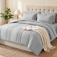thumbnail image 1 of Dhole 5-Piece Bed in Bag - Twin Size Striped Comforter Sets, Pillowcases & Sheet Collection for Cozy Bedding Sets - Light Gray, 1 of 11