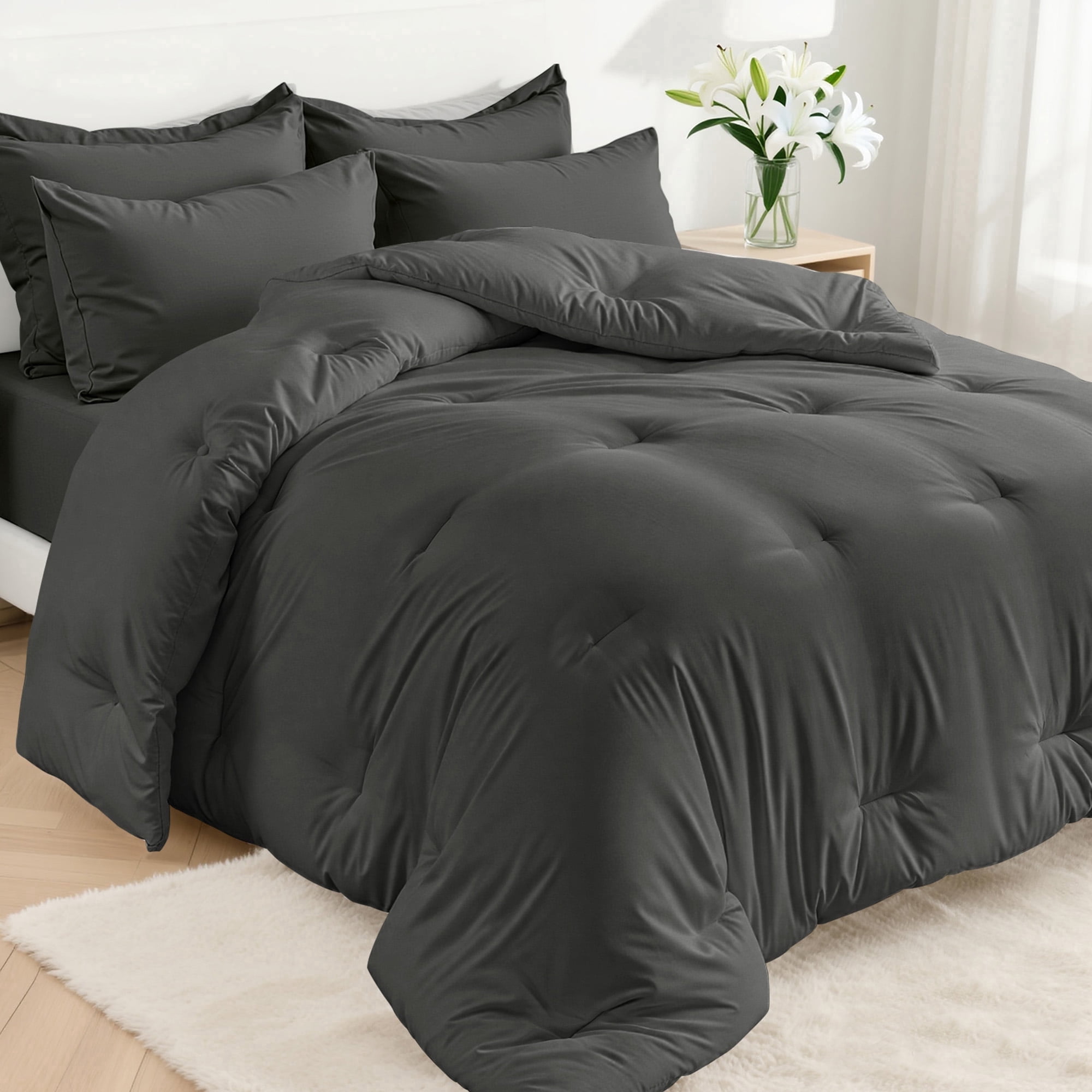 Bedding Padding Coat ブラック Dhole 7-Piece Bed Sheet Set - Queen Size Comforter, Pillowcases
