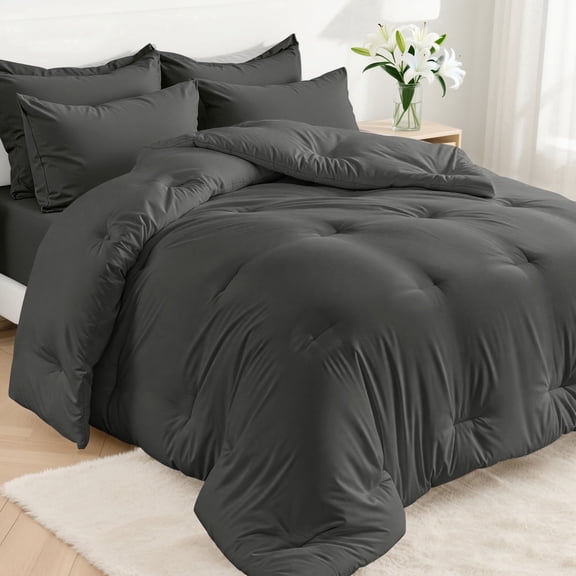 Dhole 7-Piece Bed Sheet Set - Queen Size Comforter, Pillowcases & Sheet Collection for Cozy Bedding Comfort Gray