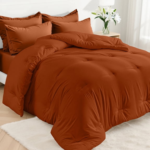 Dhole 5-Piece Bed in Bag - Twin Size Comforter Sets, Pillowcases & Sheet Collection for Cozy Bedding Sets Orange