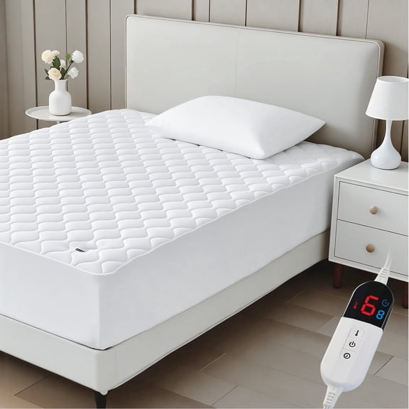 Dhole Electric Heated Mattress Pad Full - 54"x75" ,Deep Pocket, 6 Heat Settings, Auto Shut Off 10 Hrs, ETL Certified, Machine Washable, White