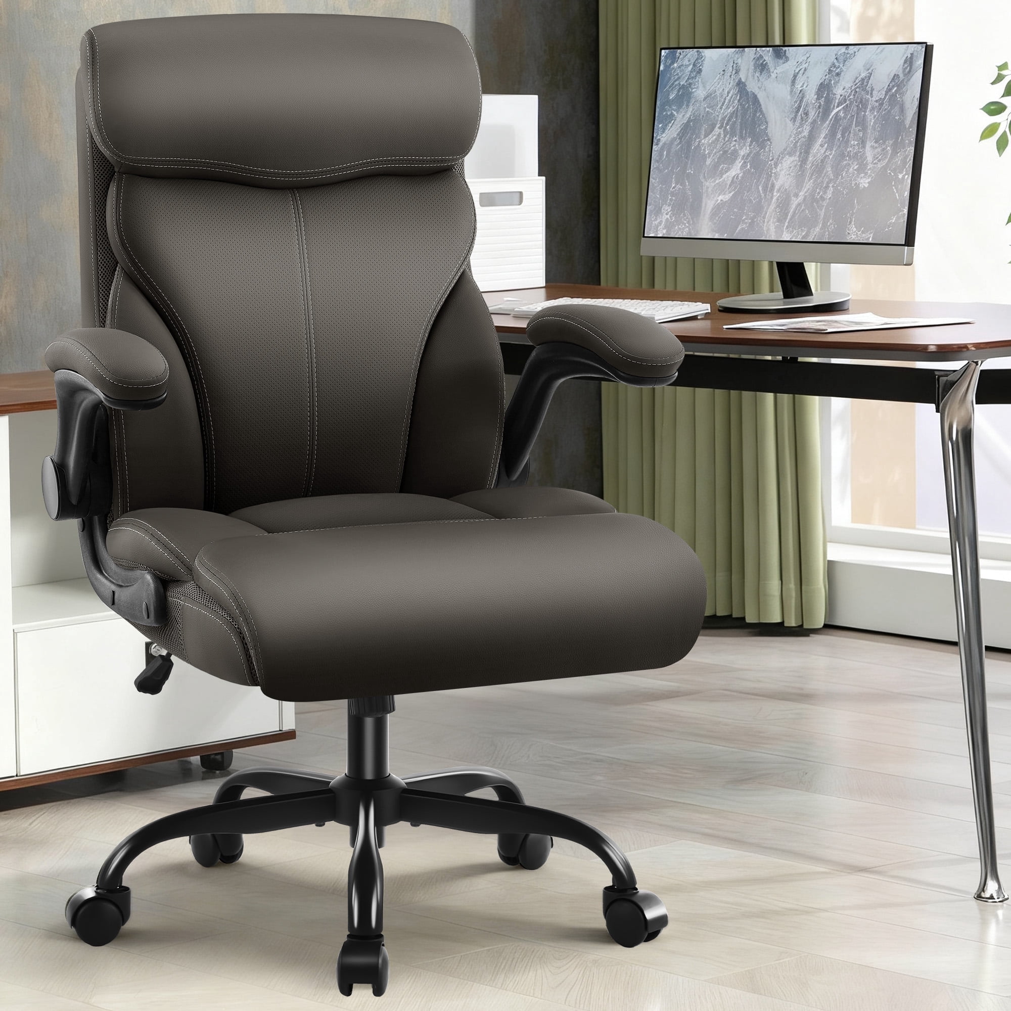 Dhole Executive Ergonomic Office Chair - High Back Mesh Desk Chair with Lumbar Support, 4D Armrests, Tilt Function & Breathable Mesh for Home Office (Brown)