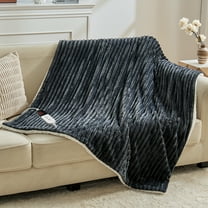 Dhole Heated Blanket Electric Throw - 50"x60" Soft Ribbed Flannel GentleSoft Electric Blanket, Heating with 4 Time Settings, 6 Heat Levels, 4 hrs Timer Auto Shut Off, Gift for Grandma -Grey
