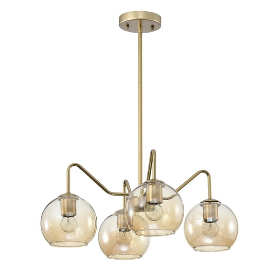 Dhona 21.7 in. 5-Light Indoor Matte Black and Brass Finish Chandelier with Light Kit