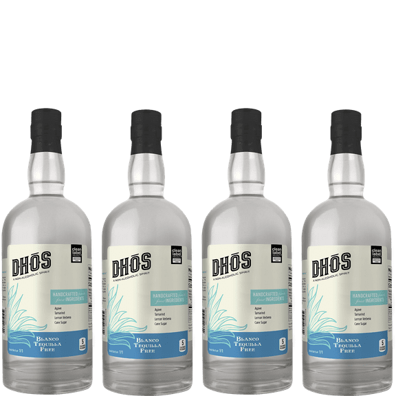 Dhos Blanco Tequilla Free Non-Alcoholic Tequila Spirit Alternative - 750ml Bottles - 4 Pack