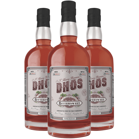 Dhos Handcrafted Non-Alcoholic Bittersweet Liqueur Aperitif 3 Pack - Keto-Friendly, Zero Sugar, Zero Calories, Zero Proof - 750 ML - Perfect for Mocktails