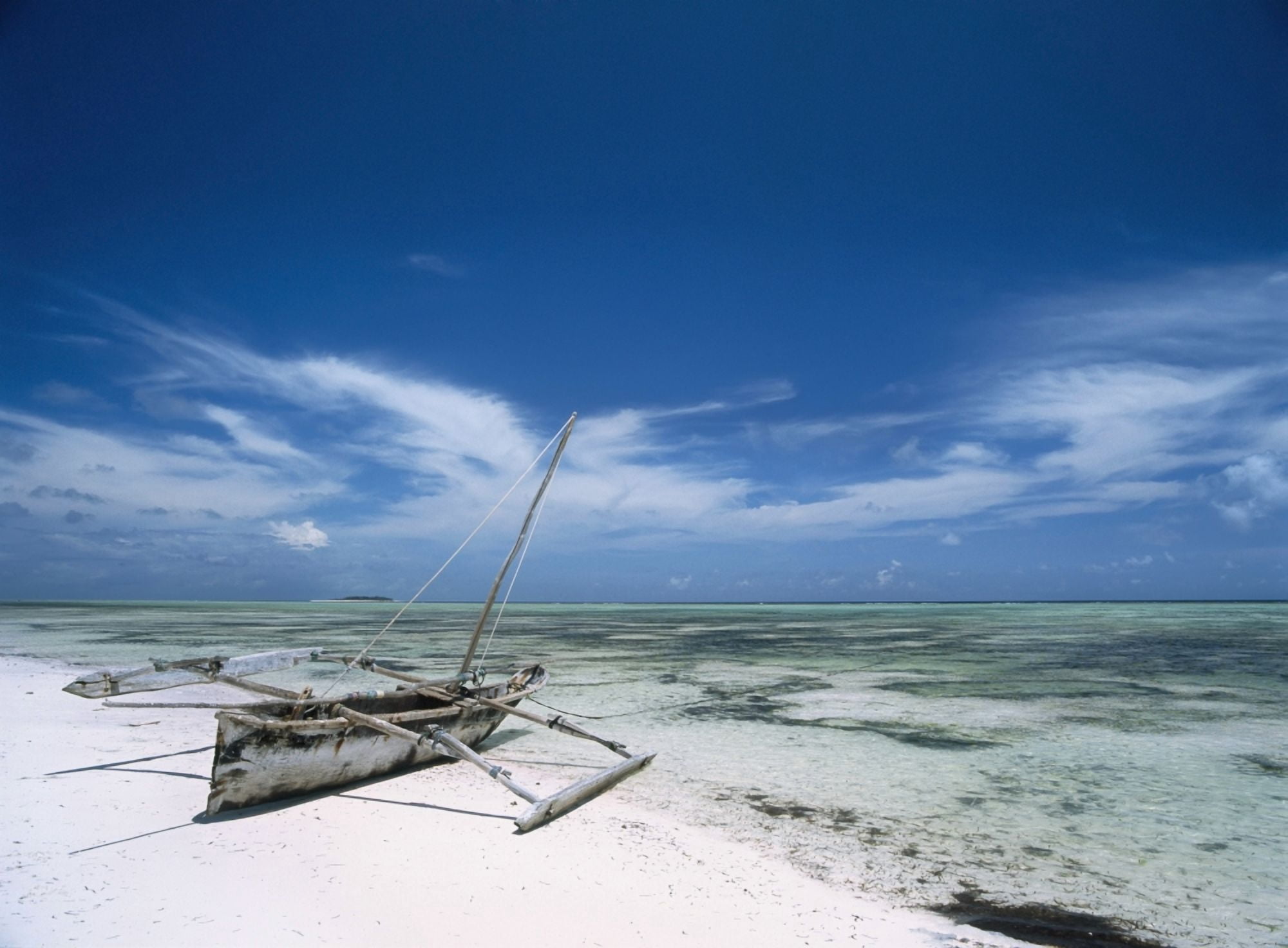 Dhow On Matemwe Beach Canvas Art - Ian Cumming Design Pics (36 x 26)