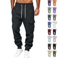 thumbnail image 1 of Dhwswlt Cargo Sweatpants for Men Drawstring Elastic Waist Cinch Bottom Joggers Lightweight Solid Color Athletic Workout Jogger Pants with Pockets S-3XL, 1 of 7
