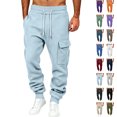 thumbnail image 1 of Dhwswlt Cargo Sweatpants for Men Drawstring Elastic Waist Cinch Bottom Joggers Lightweight Solid Color Athletic Workout Jogger Pants with Pockets S-3XL, 1 of 7